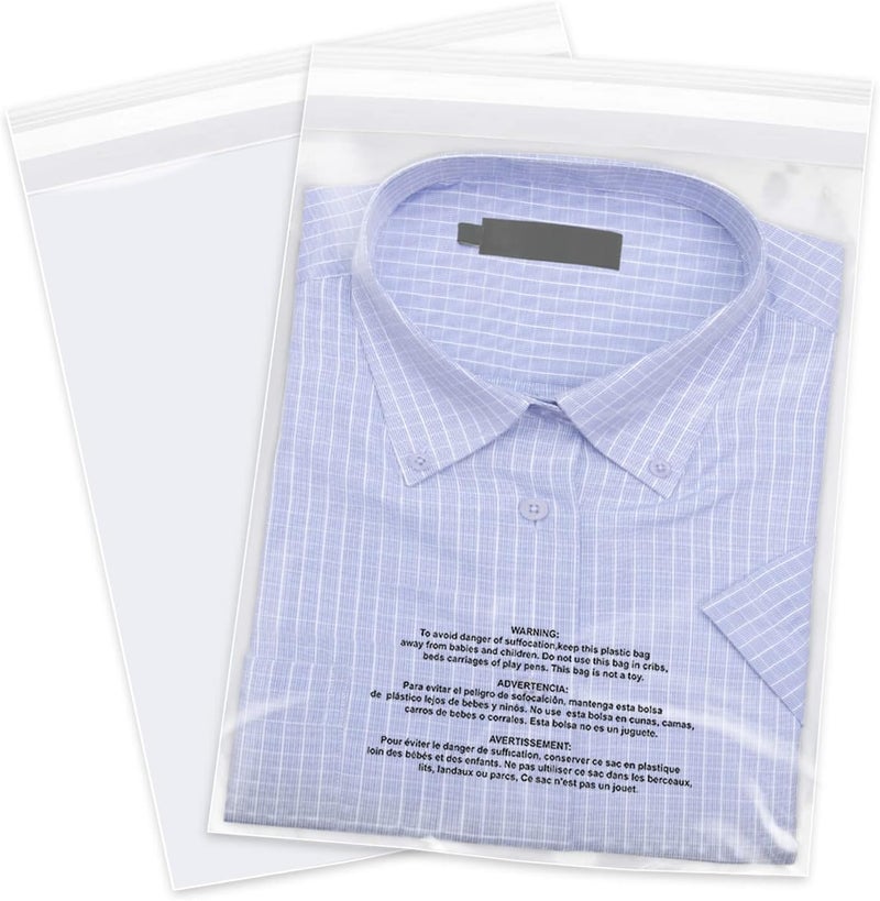 WEPOLY 8" x 10" (500 Count) - Clear Poly Bags with Suffocation Warning Self Seal for Packaging, Shirts, Clothing & FBA - Permanent Adhesive - Image 1